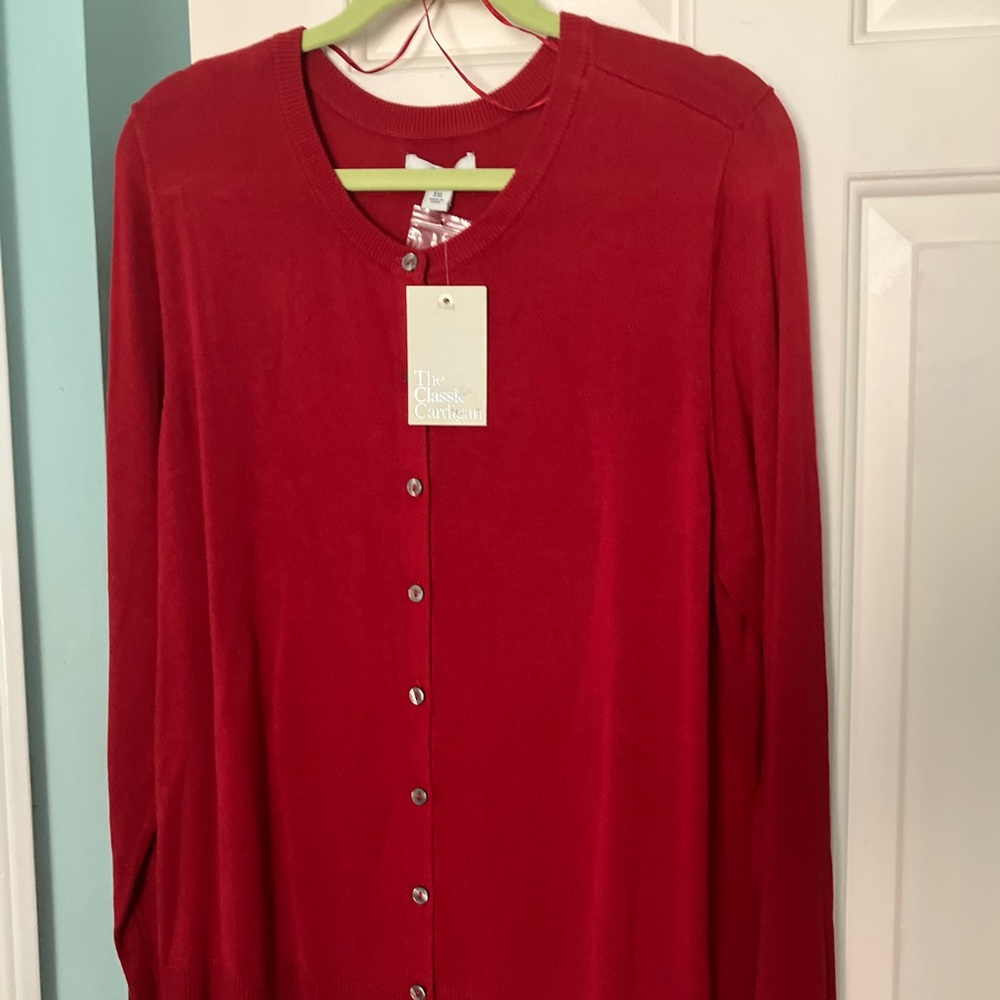 Croft & Barrow red cardigan sweater. New with tags. Size XXL.
